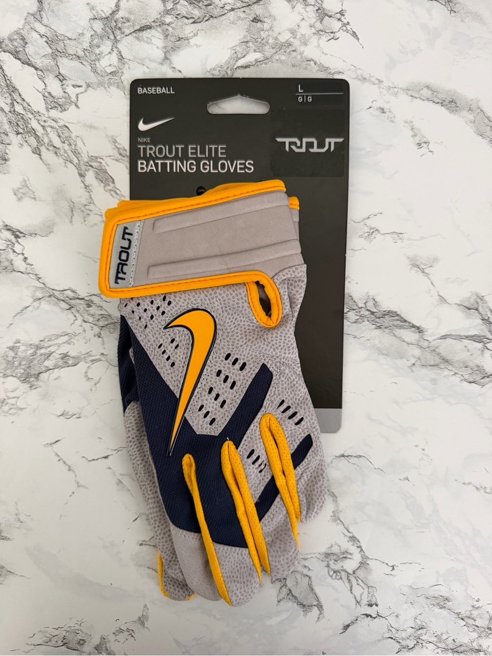 Nike Trout Elite West Virginia PE Baseball Batting Gloves Leather Men Size Large
